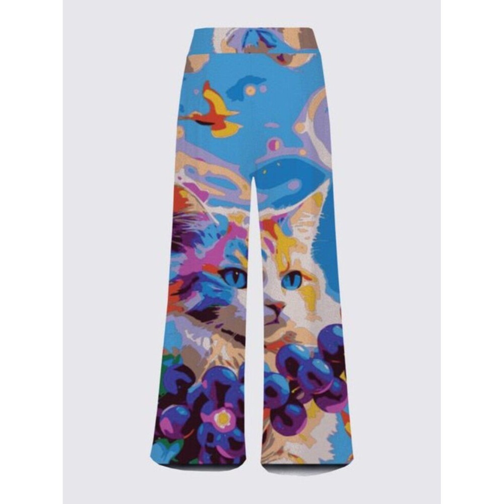 Pastel Nebula – 80s Fantasy Calico Cat, Retro Sci‑Fi Art — Sandrine Knit Pant